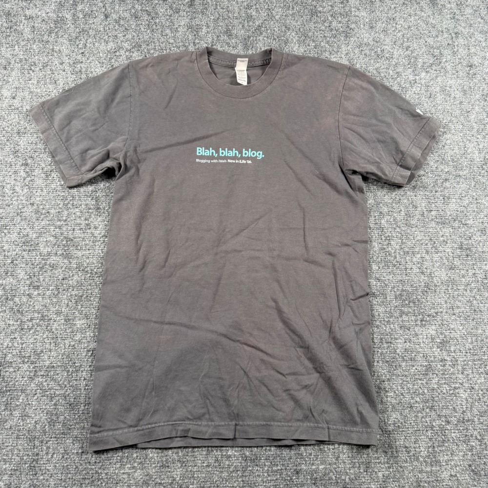 Apple iLife 06 iWeb T-Shirt Mens Small Charcoal Gray Vintage Tech Promo Logo Tee